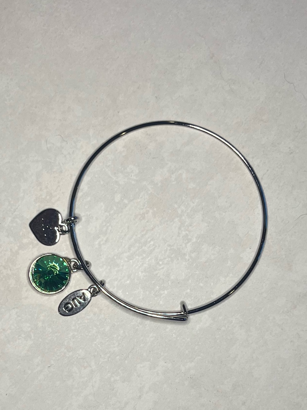 Silver Bangle Bracelet with August Birthstone